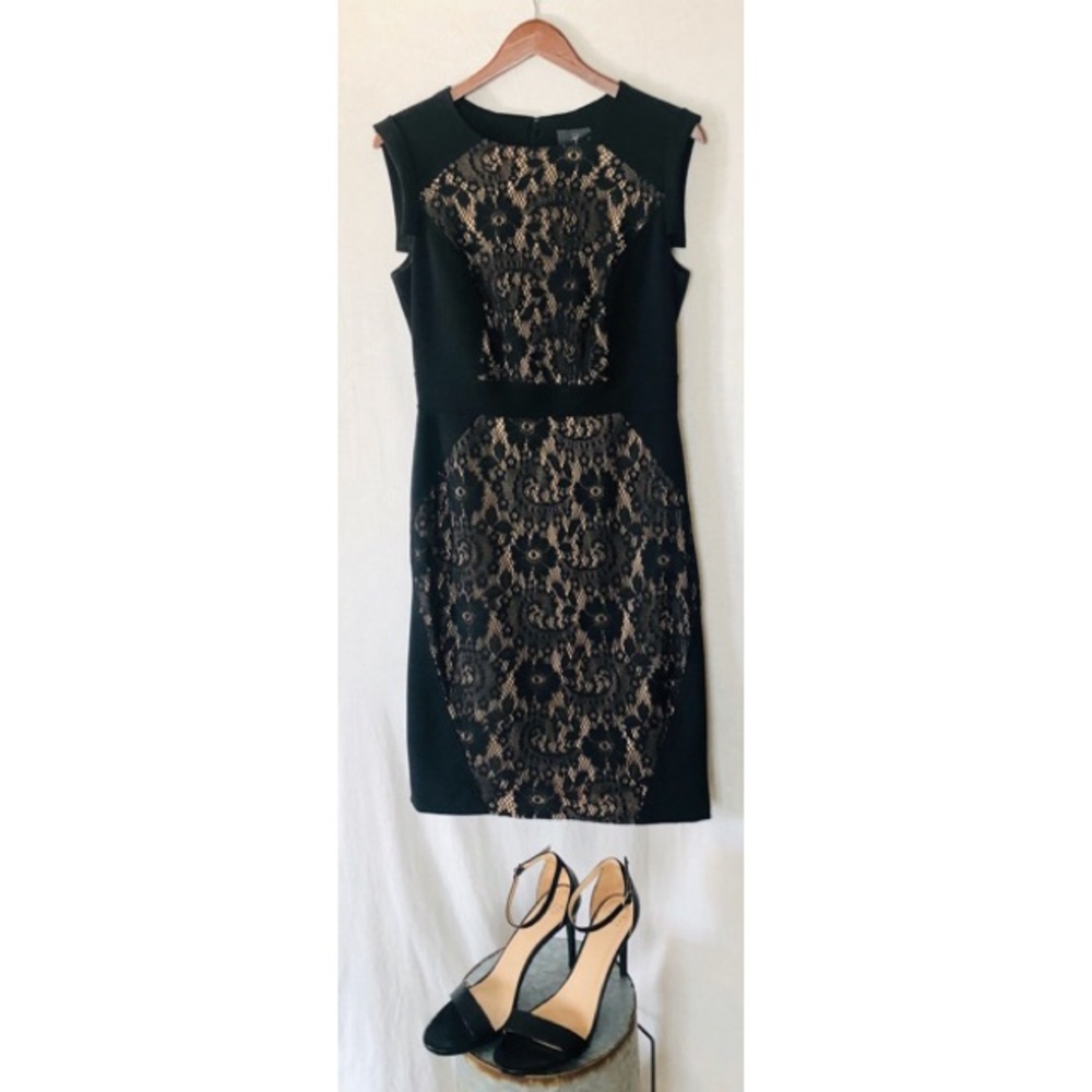 Adrianna Papell Black w/ Nude Inset Cocktail Dress